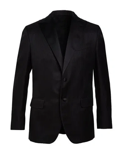 Caruso Man Blazer Black Size 40 Wool, Silk
