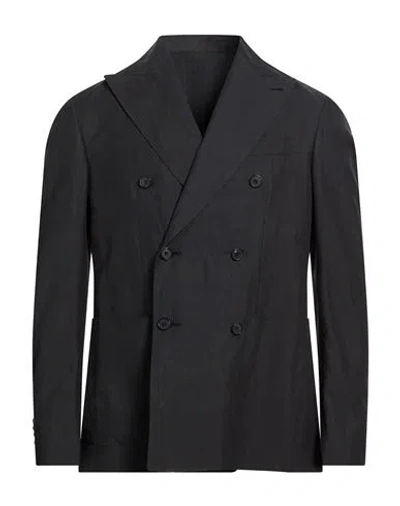 Caruso Man Blazer Black Size 44 Cotton, Linen