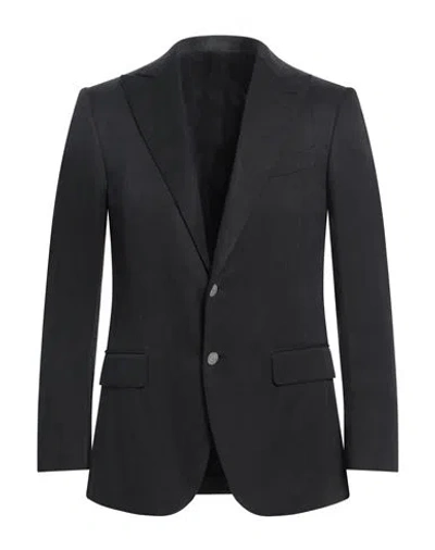 Caruso Man Blazer Black Size 44 Silk, Linen