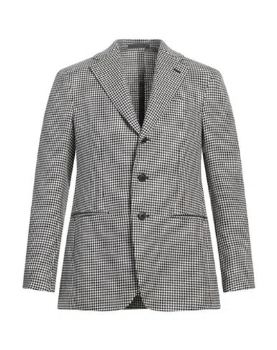 Caruso Man Blazer Black Size 44 Wool, Linen