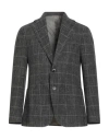 Caruso Man Blazer Black Size 46 Wool, Cotton, Linen In Gray
