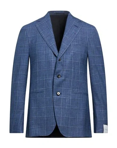 Caruso Man Blazer Blue Size 38 Wool, Silk, Linen
