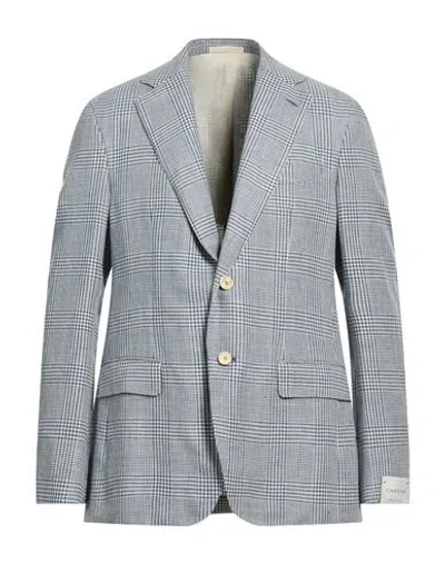 Caruso Man Blazer Blue Size 44 Linen, Wool