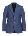 Caruso Man Blazer Blue Size 48 Mohair Wool, Silk In Blue