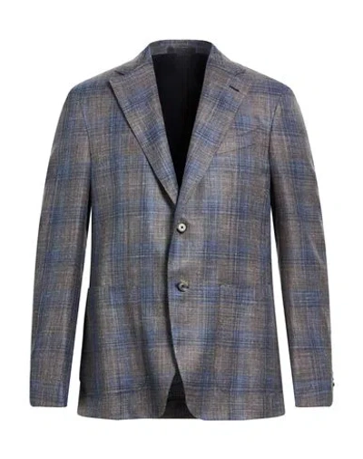 Caruso Man Blazer Blue Size 48 Wool, Silk, Linen