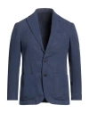 Caruso Man Blazer Blue Size 50 Lyocell, Linen, Cotton