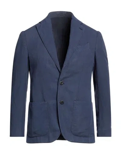 Caruso Man Blazer Blue Size 42 Lyocell, Linen, Cotton