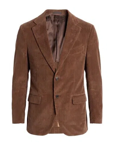 Caruso Man Blazer Brown Size 40 Cotton, Cashmere