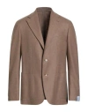 Caruso Man Blazer Camel Size 46 Wool, Cashmere In Brown