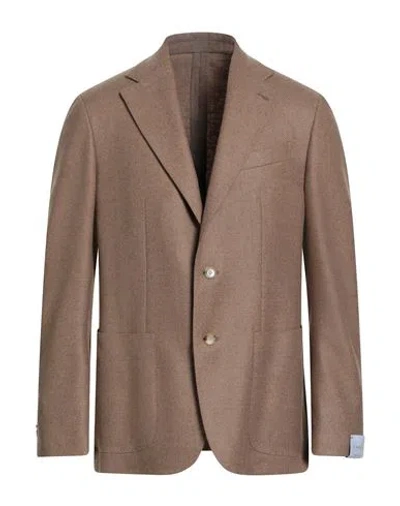 Caruso Man Blazer Camel Size 46 Wool, Cashmere In Brown