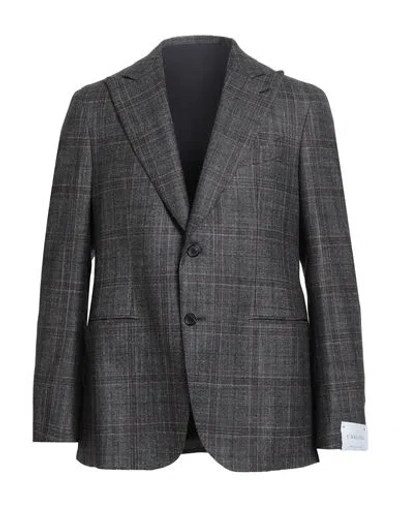 Caruso Man Blazer Charcoal Size 46 Wool, Silk, Cashmere In Gray