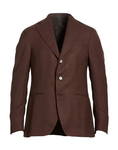 Caruso Man Blazer Chocolate Brown Size 36 Wool