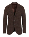 Caruso Man Blazer Chocolate Brown Size 40 Wool, Linen In Brown
