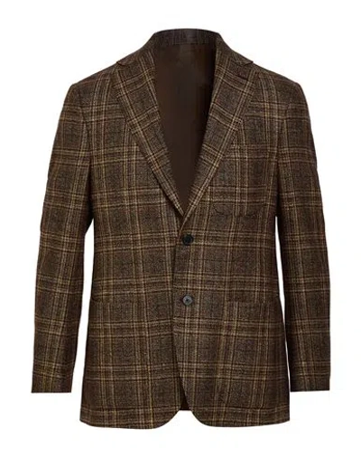 Caruso Man Blazer Chocolate Brown Size 40 Wool, Linen, Cashmere