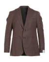 Caruso Man Blazer Chocolate Brown Size 46 Wool, Silk, Linen In Brown