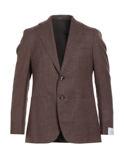 Caruso Man Blazer Chocolate Brown Size 46 Wool, Silk, Linen