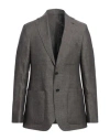 Caruso Man Blazer Dark Brown Size 38 Linen In Brown