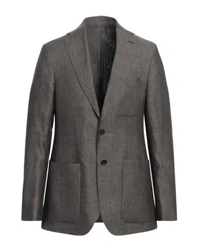 Caruso Man Blazer Dark Brown Size 38 Linen