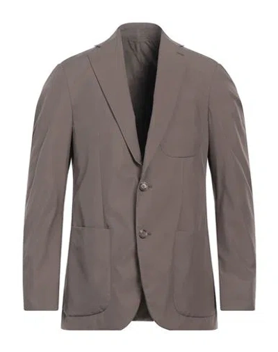 Caruso Man Blazer Dark Brown Size 40 Polyester In Gray
