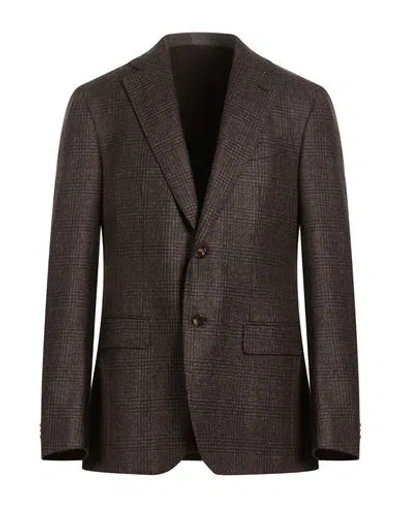 Caruso Man Blazer Dark Brown Size 40 Wool