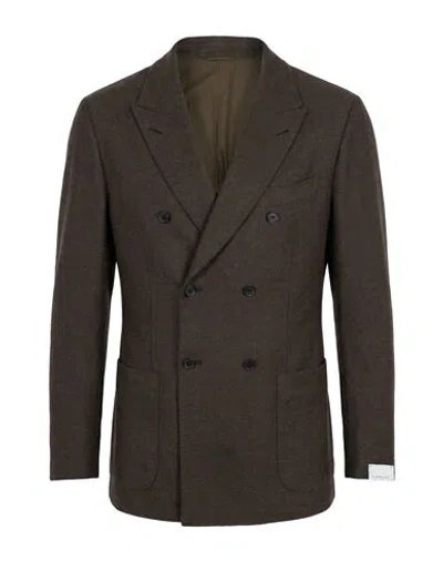 Caruso Man Blazer Dark Brown Size 40 Wool