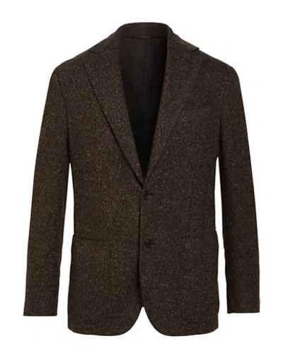 Caruso Man Blazer Dark Brown Size 40 Wool