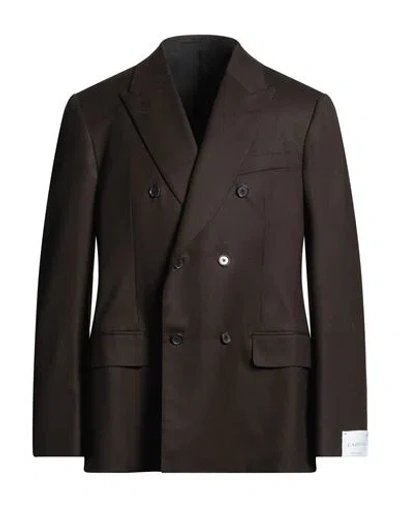 Caruso Man Blazer Dark Brown Size 42 Wool