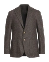 Caruso Man Blazer Dark Brown Size 44 Wool In Gray