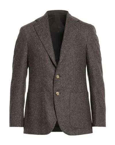 Caruso Man Blazer Dark Brown Size 44 Wool