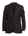 Caruso Man Blazer Dark Brown Size 46 Super 130s Wool In Brown