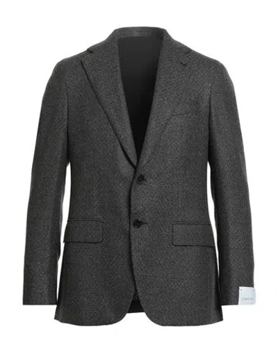 Caruso Man Blazer Dark Green Size 44 Wool, Polyester In Gray