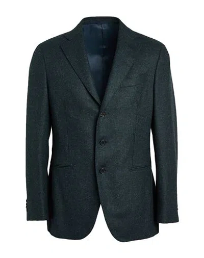 Caruso Man Blazer Dark Green Size 48 Wool