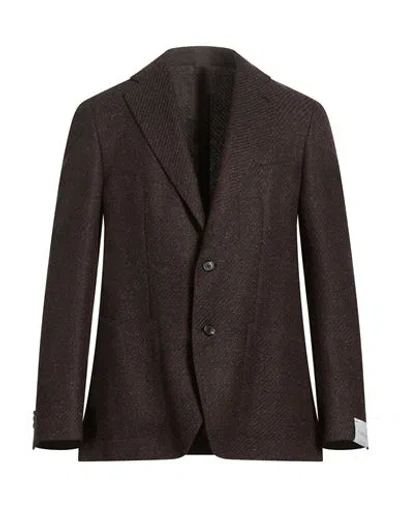Caruso Man Blazer Dark Purple Size 44 Wool, Baby Alpaca Wool, Silk