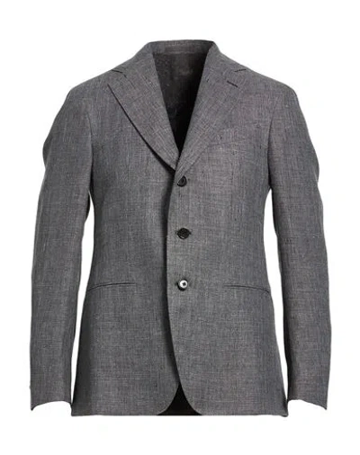 Caruso Man Blazer Grey Size 36 Linen, Wool In Gray