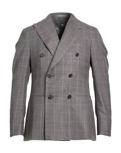 Caruso Man Blazer Grey Size 36 Wool In Multi