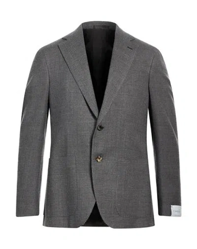 Caruso Man Blazer Grey Size 38 Wool In Gray