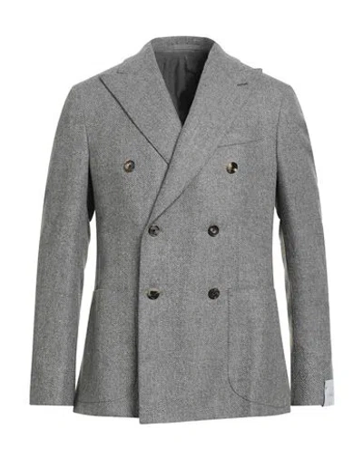Caruso Man Blazer Grey Size 40 Wool, Cashmere In Gray