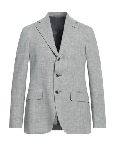 Caruso Man Blazer Grey Size 44 Wool, Linen, Polyamide