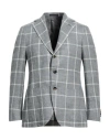 Caruso Man Blazer Grey Size 44 Linen, Wool In Grey
