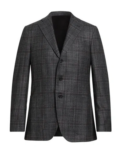 Caruso Man Blazer Grey Size 46 Wool, Silk, Cashmere In Gray