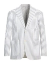 Caruso Man Blazer Ivory Size 40 Cotton In White