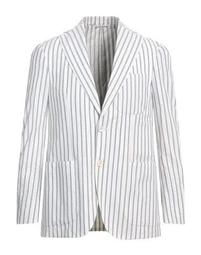Caruso Man Blazer Ivory Size 40 Cotton In White