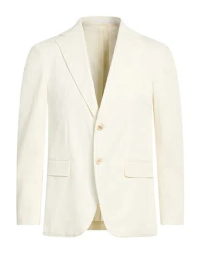 Caruso Man Blazer Ivory Size 44 Cotton, Elastane In White