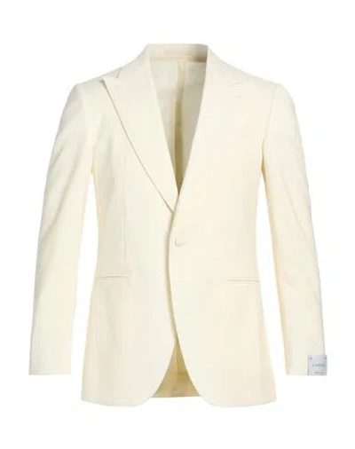 Caruso Man Blazer Ivory Size 44 Wool, Mohair Wool In White