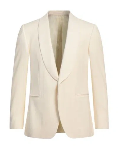 Caruso Man Blazer Ivory Size 42 Wool, Silk In White