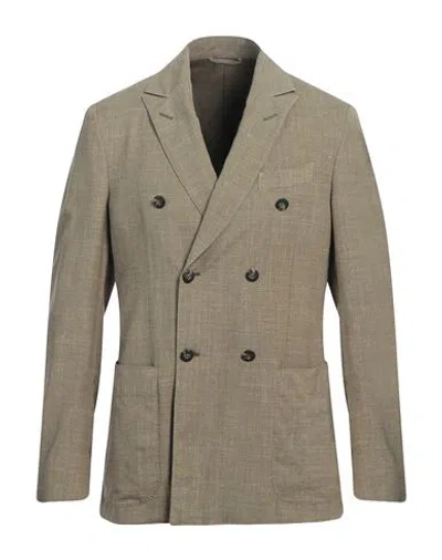 Caruso Man Blazer Khaki Size 38 Wool, Silk, Linen In Beige
