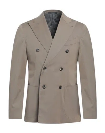 Caruso Man Blazer Khaki Size 46 Polyester, Wool, Elastane In Beige
