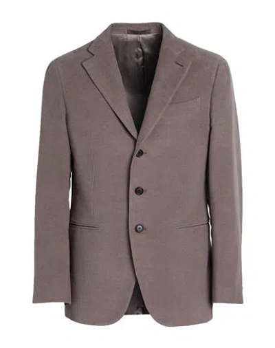 Caruso Man Blazer Khaki Size 46 Cotton In Gray