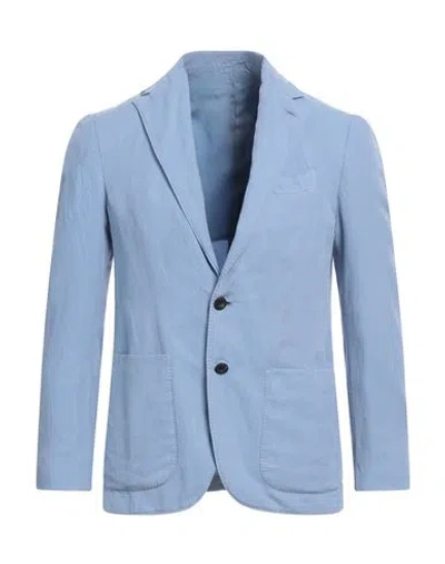 Caruso Man Blazer Light Blue Size 42 Lyocell, Linen, Cotton