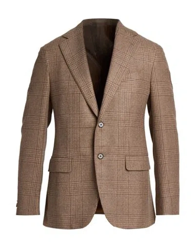 Caruso Man Blazer Light Brown Size 42 Cashmere